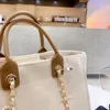 CC Totes Bolsas De Luxo Designer De Praia Sacola De Qualidade Moda Lona Tricô Bolsa De Ombro Grande Totes Com Corrente Saco De Compras De Lona Para Mulheres 11678