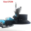 Wide Brim Hats Size Handwork Mesh Black Wool Women Men Wedding Fedora Hat For Magician Bride Party Top