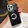 Designer Phone Cases Mode Grille En Cuir Shell Phonecase De Luxe Diamant Lettres C Couverture De Cas Pour IPhone 14 Pro Max plus 13 12 11 Chaude