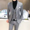 Mens Suits Blazers Men klär blazers byxor VEST 3 -stycken Set Male Wedding Autumn Business Formal Plaid Suit Luxury Slim Fit byxor 230114