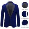 メンズスーツブレザーファッション冬秋の豪華なベルベットスーツコートビジネスウェディングフォーマルパーティースリムフィットラペル1ボタン