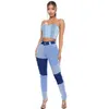 Jeans féminins 2023 Patchwork automne pantalon en denim bleu Hight taille skinny crayon fitness extensible pantalon pantalon