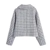 Damespakken Blazers 2023 Herfststijl Klein pak Koreaans Casual Jacket Rapel Houndstooth Single-breasted Textuur Korte Women