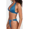 Costumi da bagno da donna Zrtak Perizoma Bikini Costume da bagno sexy Donna Solid Beachwear Anelli Fasciatura Costume da bagno Push Up Bikini con taglio alto Halter