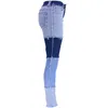 Jeans féminins 2023 Patchwork automne pantalon en denim bleu Hight taille skinny crayon fitness extensible pantalon pantalon