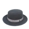 Brede rand hoeden authentieke retro platte tophoed voor mannen vrouwen fedora trilby jazz maat 56-58 cm