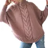 Dames trui trui gedraaide vaste kleur losse fit oversized pullover half hoge kraag batwing mouw comfortabel