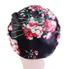 Beanies Beanie/Skull Caps Satin Sleep Cap Kvinnor Stort Blomma tryck Hårtnet Natt Turban Elastic Band Head Wrap Stretch Care Hat Dusch