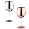 Tassen Untertassen 500 ml Edelstahl Kelch Rotwein Gläser Modische Roman Cocktail Glas Helle Licht Kupfer Beschichtung Für Bar Hause EL