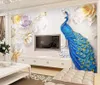 Wallpapers Embossed Peacock Floral Wallpaper For Walls Mural Large Po Home Wall Decor Hand Painting Flower Roll