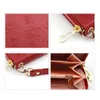 Wallets Flowers Design Leather Women Wallet Ladies Long Zipper Purse For Card Coin Phone Money Female Clutch Wristlet Red