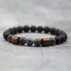 Charm Armband Man Armband Set Natural Wenge Volcanic Rock Stone Braclet för Hombre Camping