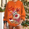 Hoodies للسيدات Sweatshirts عيد الميلاد النساء الرنة صباح الخير طباعة مضحكة عطلة أنثى قميص الكارتون كاواي توبس هوديي