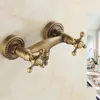 Badkamer wastafel kranen antieke bronzen geborsteld wasmachine en koud water koper inlaat tap muur kraan accessoires hr1bathroom