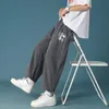 Men's Pants Hip-hop Streetwear Wide-leg Ice Silk Quick-drying Plus Size Casual Sports Harajuku Jogger Nine Minutes