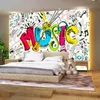 Papéis de parede moderno tema de música criativa Po papel de parede 3D graffiti parede mural sala de estar KTV crianças quarto pano de fundo pano arte decoração