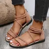 Sandaler 2023 Kvinnor Summer Zipper Flat Beach Open Toe Fashion Casual Flip Flops Slides Ladies Weave Shoes #40