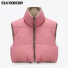 Women's Vests 2023 Spring Stand Collar Cropped Women Elegant Solid Zipper Sleeveless Coats Casual Outerwear Ladies Tops