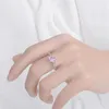 Klusterringar Simple Trendy 925 Sterling Silver For Women Jewelry Shiny Zircon Square Multi-Colour Ring Girl Anniversary Gift