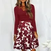 Casual Dresses Women's Autumn Floral Printed Dress Long-Sleeved Retro Print Vintage A-Line Rockabilly Plus Size S-4XL