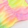 Robes décontractées Tie Dye Slip col roulé dos nu Sexy 2023 été automne femmes mode taille haute mince fête élégante moulante robe mi-longue