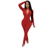 Women's Jumpsuits & Rompers FNOCE 2023 Spring Fashion Trends Casual Sexy Elegant Solid Long Sleeve V-neck Stretch Slim Knitted