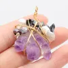 Pendant Necklaces Fine Natural Stones Pendants Reiki Heal Amethysts Gold Color Wire Wrap Crystal For Jewelry Making DIY Women Necklace Earri