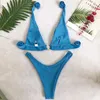 Женские купальники Zrtak Thongs Bikinis сексуальные купальники Женщины твердые пляжные кольца кольца купание купание с высоким разрезом бикини.