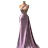 2023 LILAC SEXY LIGHT PURPPE ROBES DE SOIGNE PORTER Sirène One épaule Illusion Perles Crystal Robes Proms Couetons Couette plus taille Forme Robe Forme