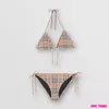 Flannel Swimsuit Brown Pink Bikini Women Fashion Swimwear Skirt Suit Three-piece set Bathing Suits With pad tags