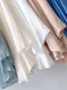 Skirts Summer White Cotton Linen Irregualr Long Women Big Flare Swing Mid-calf High Low Solid FemaleSkirts