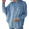 Dames trui trui gedraaide vaste kleur losse fit oversized pullover half hoge kraag batwing mouw comfortabel
