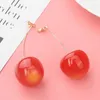 Boucles d'oreilles pendantes lustre mode cerise rouge Simple pour femmes gland doux Long pendentif fille cadeau bijoux coréens