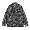 Coletes masculinos 2023 Autumn e Winter Product Denim Jacket Black Trend Graffiti Youth Casual Cotton Tide Brand Loose