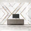 Bakgrunder Anpassad väggmålning Modern 3D Golden Line Geometric Marble Self Lime Wallpaper Living Room TV Bakgrund Väggdekor Vattentät