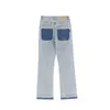 بنطلون جينز رجالي Y2K كوري موضة زرقاء ملابس الشارع الشهير مطبوع عليه نجوم منخفضة الارتفاع بنطلون جينز مستقيم هيب هوب فضفاض من قماش الدنيم ملابس رجالية 230114