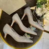 23ss alia jc strinestone shoes bridal bling crystal crystal floral свадебные высокие каблуки указали женщины серебряные насосы