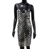 Casual Dresses Women Mini Dress Bling Sequin Backless 2023 Sexig Deep V Neck Se genom Beach Nightclub Party Club Hollow Out Lady