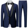 Mens Suits Blazers Men Mariage Color Block Collar Suits Jacket Trousers Waistcoat Male Business Casual Wedding Blazers Coat Vest Pants 3 Pieces Set 230114