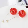 Boucles d'oreilles pendantes lustre mode cerise rouge Simple pour femmes gland doux Long pendentif fille cadeau bijoux coréens