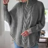 Dames trui trui gedraaide vaste kleur losse fit oversized pullover half hoge kraag batwing mouw comfortabel