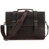 Briefcases Attache Men Business Handbag Retro Bag Crazy Horse Leather Briefcase S680-40 Portfolio Commercia Document Laptop Case Male