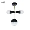 Luzes de teto Nordic Modern Design 3 Cabeças Lâmpada de vidro para o corredor da sala de estar Home Deco Black Indoor Lightures