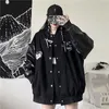 Womens Jackets HOUZHOU Baseball Bomber Jacket Women Goth Harajuku Patchwork Oversize Leather Jackets Kpop Korean Streetwear Gothic Spring Coat 230114