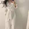 Casual klänningar jxmyy mild minimalistisk höst 2023 arbete slitit lapel elegant snör upp solid kort sexig chic lös kvinnlig vestidos