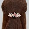 Mody kobiety Lady Crystal Leaf Rhinestone Wstążka ślubne Ślubne Kwiat Hair Hair Spirs Hair Hair Hairs