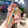 Keychains Sakura Sakura Pig Key Keychain for Leather Bags Lanyard Office 2023 링 휴대폰 펜던트 보석 액세서