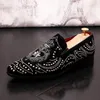 Handgjorda svarta bröllopsfestskor Rhinestone broderi Mode herr mocka Loafers Noble Elegant Dress Shoes 37-44