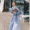 女性のトレンチコートウィンドブレイカージャケット女性春秋の韓国ルーズイギリススタイルのコートステッチ長いカジュアル服