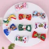 Haaraccessoires 3 stks/set kleurrijke kerst pony snap clips bogen grepen handgemaakte paardenstaartdecor mooie barettes xmas cadeau